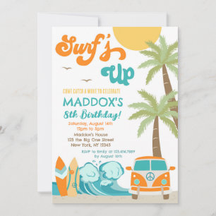 Surf Surf Beach Surfs Anniversaire Invitation