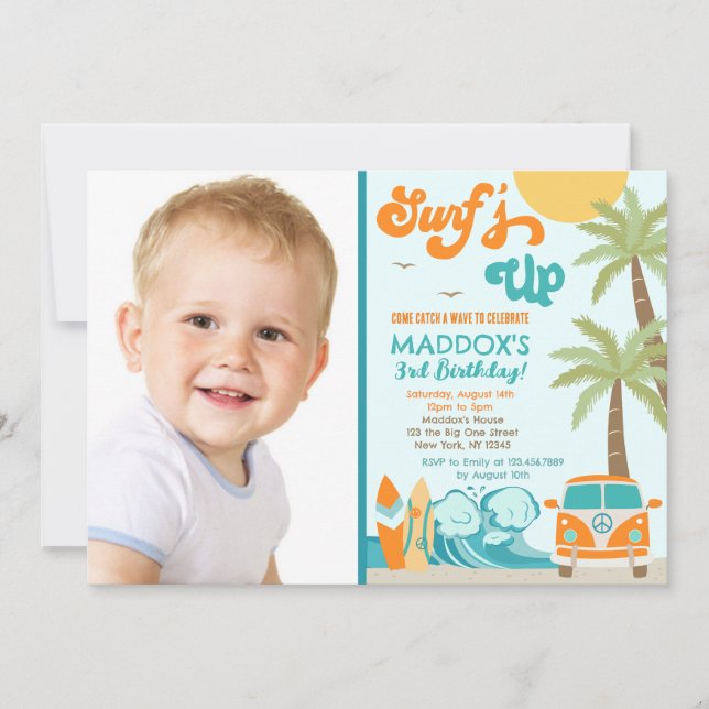 Surf Surf Beach Surfs Anniversaire Invitation (Devant)