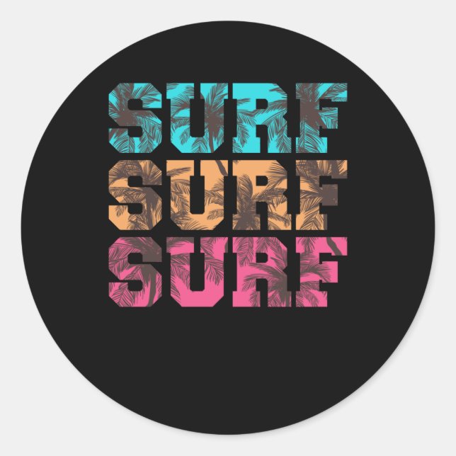 Surf Surf Surf Classic Round Sticker (Front)