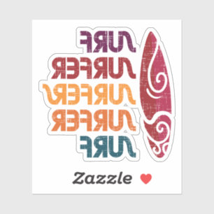 Surf Surfer Surfers Retro Inverted Text Stickers