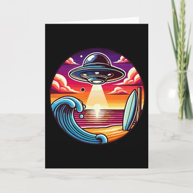 Surf Surfing Surfer Wave Ocean Sunset Outer Space  Card (Front)