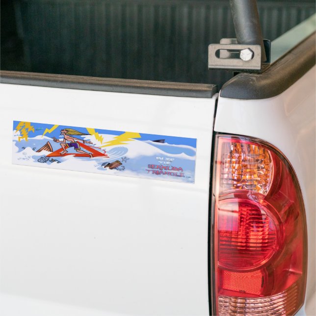 Surf The Bermuda Triangle bumper sticker (On Truck)