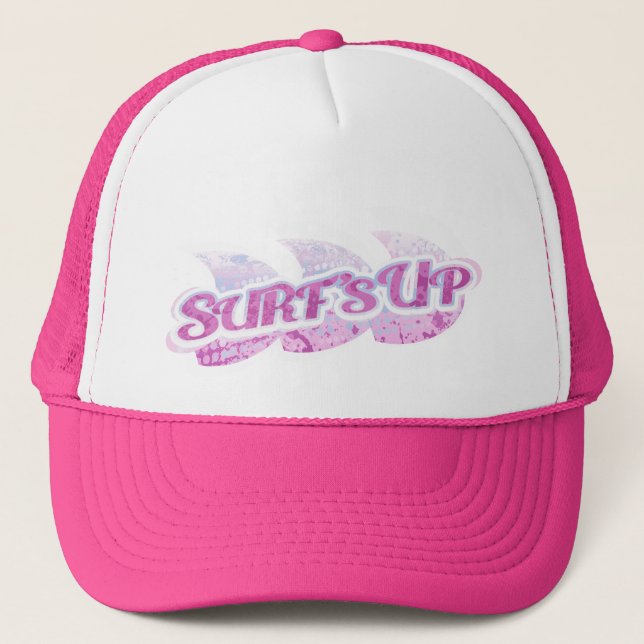 "Surf Up" filles plage casquette violet, rose et b (Devant)