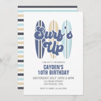 Surf Up Surboard Beach Invitation d'anniversaire