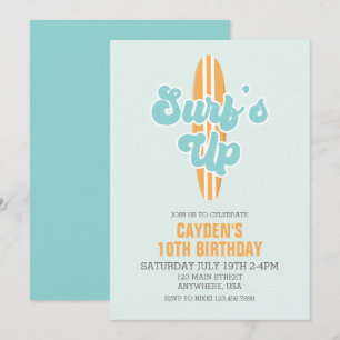 Surf Up Surboard Beach Invitation d'anniversaire