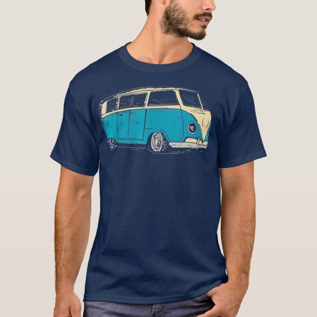 Surf Van Beach Hippie Style Touring Van T-Shirt (Front)