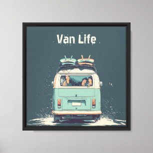 Surf Van Splash – Retro Beach Camper Canvas Print