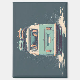 Surf Van Splash – Retro Beach Camper Magnet