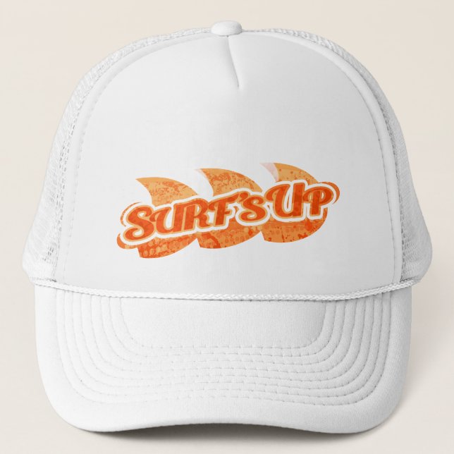 "Surf vers le haut" vague orange sur casquette bla (Devant)