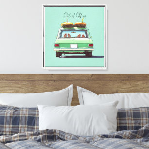 Surf Wagon Road Trip – Retro Beach Car Canvas Print