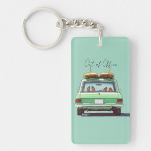 Surf Wagon Road Trip – Retro Beach Car Keychain