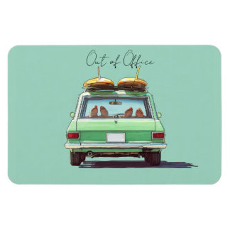 Surf Wagon Road Trip – Retro Beach Car Magnet