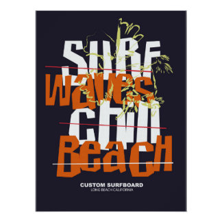 Surf Waves Custom Beach Poster