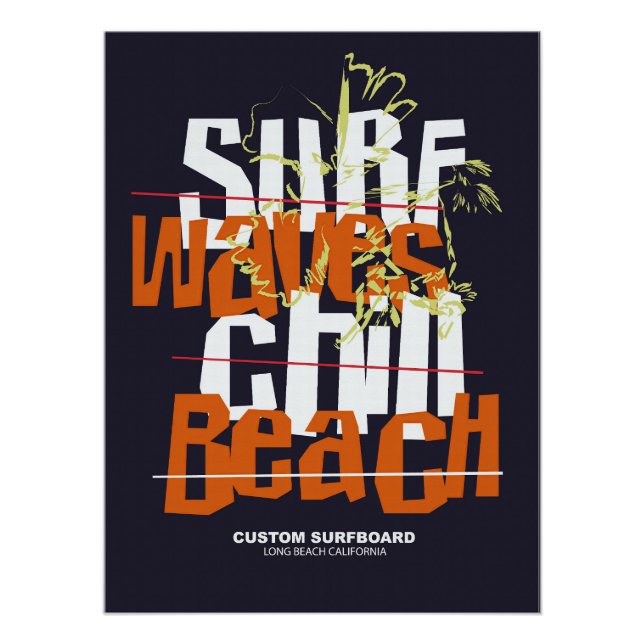 Surf Waves Custom Beach Poster (Front)