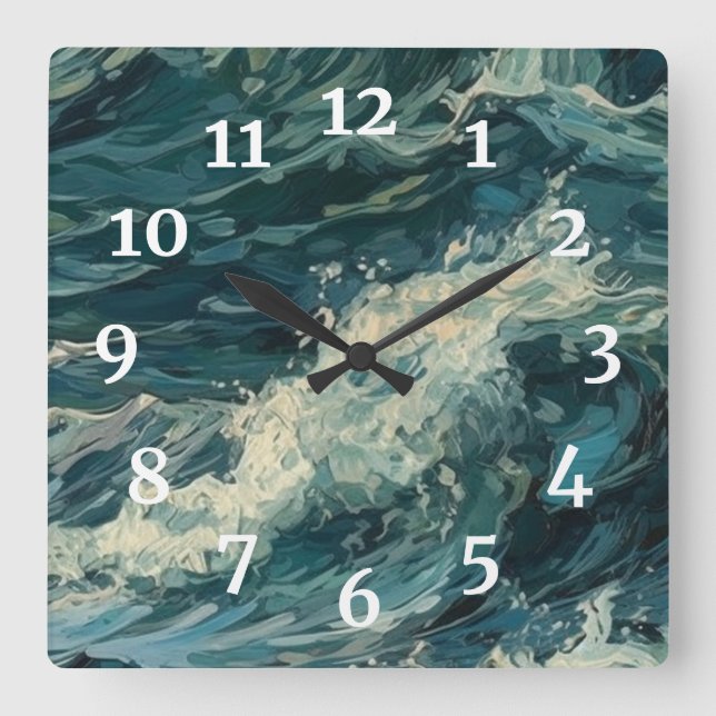 Surf Whitecaps Painting Square Wall Clock (Front)