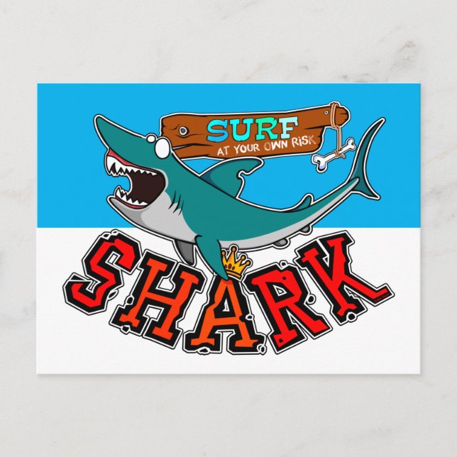Surf with the shark holiday postcard (Front)
