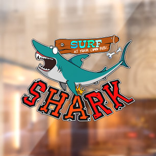 Surf with the shark window cling