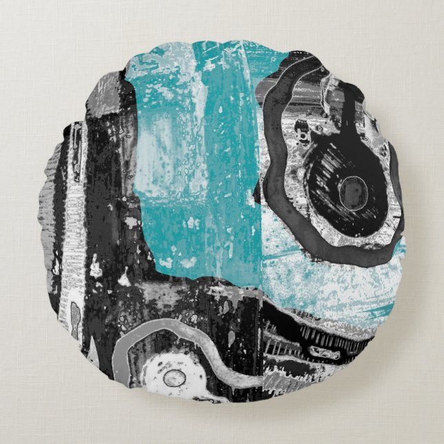 Surface Current – Abstract Flow & Structure Round  Round Pillow (Front)