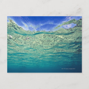 Surface of clear topical sea seen from postcard
