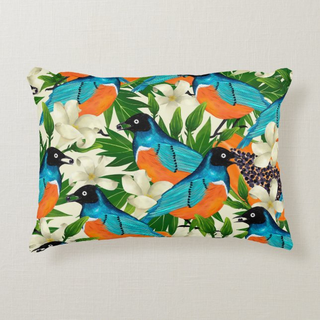 Surface pattern with papaya fruits,leaves and flow accent pillow (Front)