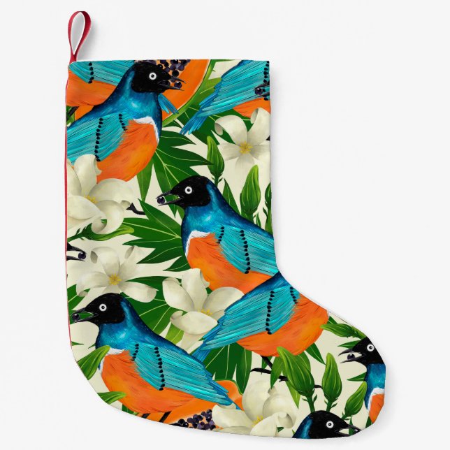 Surface pattern with papaya fruits,leaves and flow small christmas stocking (Front)