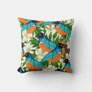Surface pattern with papaya fruits,leaves and flow throw pillow