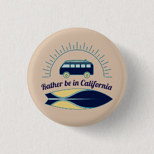 Surfboard and Camper California 1 Inch Round Button