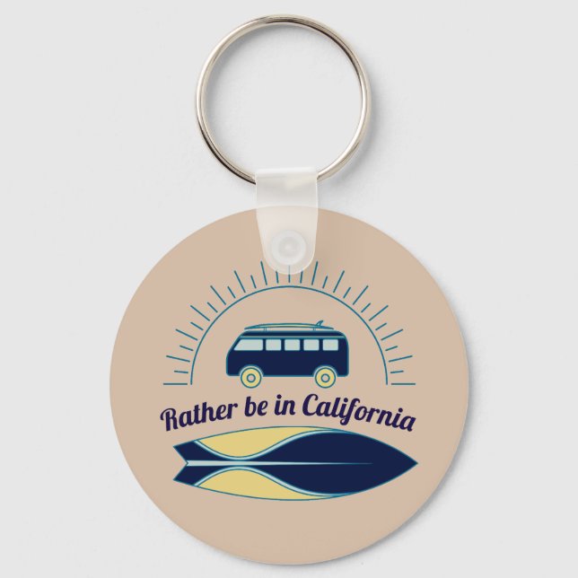 Surfboard and Camper California Keychain (Front)