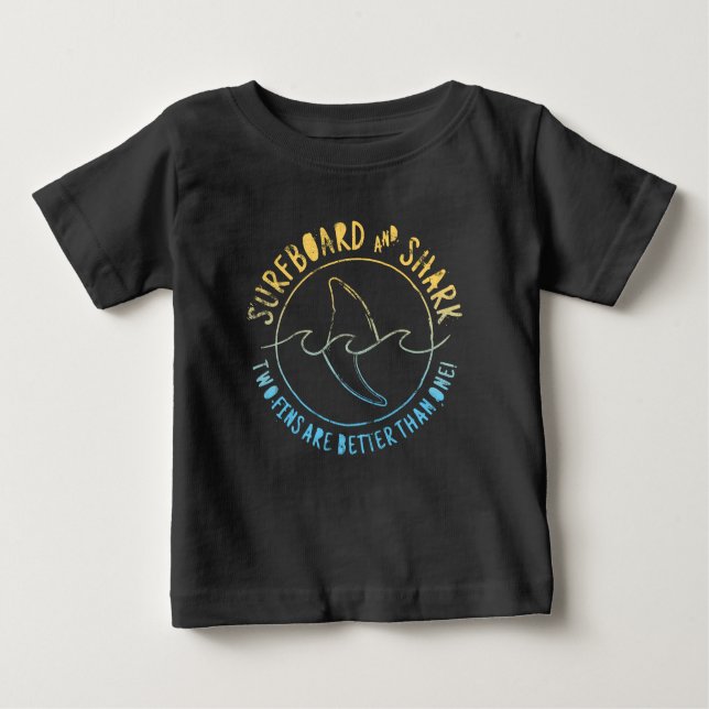 Surfboard And Shark Funny Summer Beach Vacation  B Baby T-Shirt (Front)