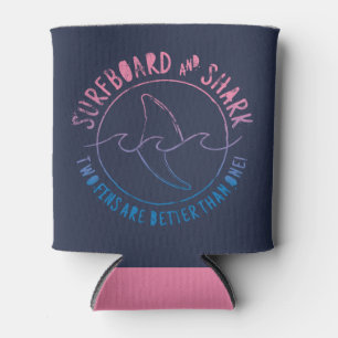 Surfboard And Shark Funny Surfer Surfing Summer Can Cooler