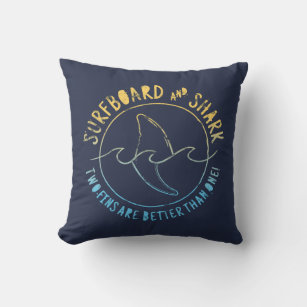 Surfboard And Shark Funny Surfer Surfing Summer Throw Pillow