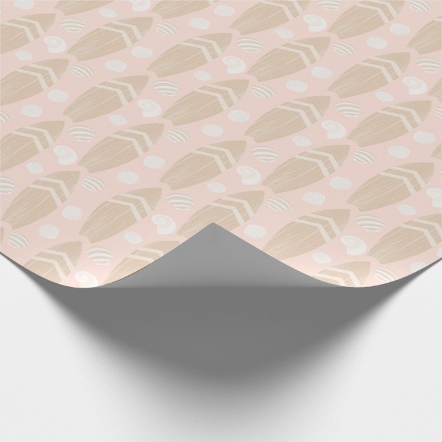 Surfboard And Shell Pattern Wrapping Paper (Corner)