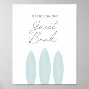 Surfboard Baby Shower Guest Book Sign