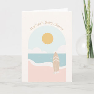 Surfboard Beach Baby Shower Folded Greeting Card