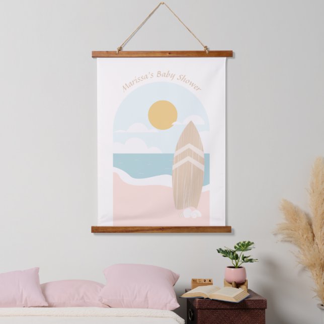 Surfboard Beach Baby Shower Hanging Tapestry (Bedroom)