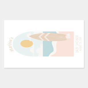 Surfboard Beach Baby Shower Rectangle Stickers