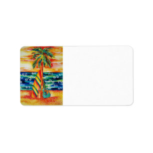 Surfboard & Guitar Address Label