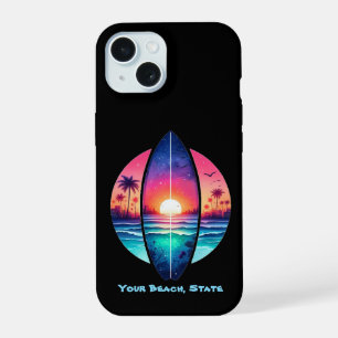 Surfboard in the Sunset iPhone 15 Case