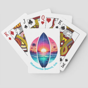 Surfboard in the Sunset Playing Cards