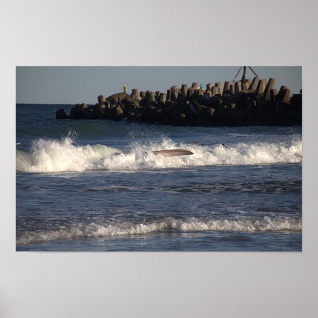 Surfboard in Waves Poster (Front)