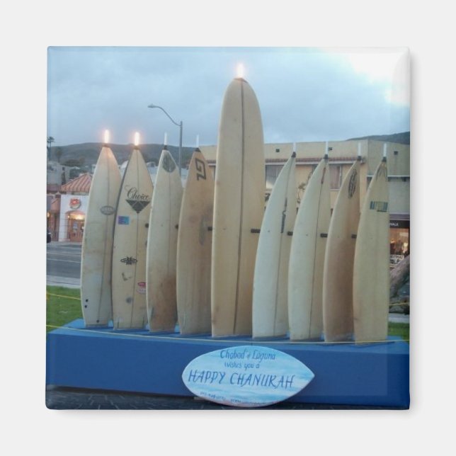 Surfboard Menorah Magnet (Front)