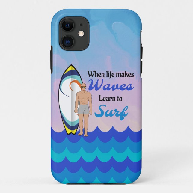 Surfboard Ocean Waves Blue Motivational Quote Case-Mate iPhone Case (Back)