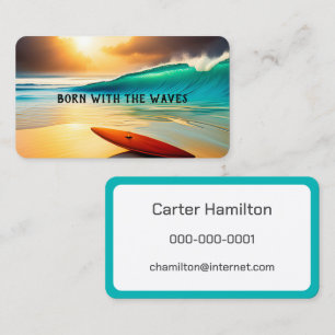 Surfboard On Ocean Beach  Business Card