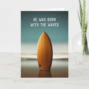Surfboard On Ocean Beach For Sympathy  Card