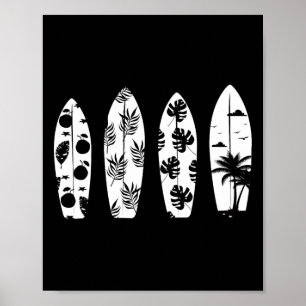 Surfboard Palm Trees Surfing Surfer Waves Surf Bea Poster