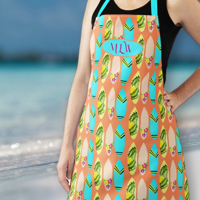 Surfboard Pattern Kitchen Chef Bib Apron (Creator Uploaded)