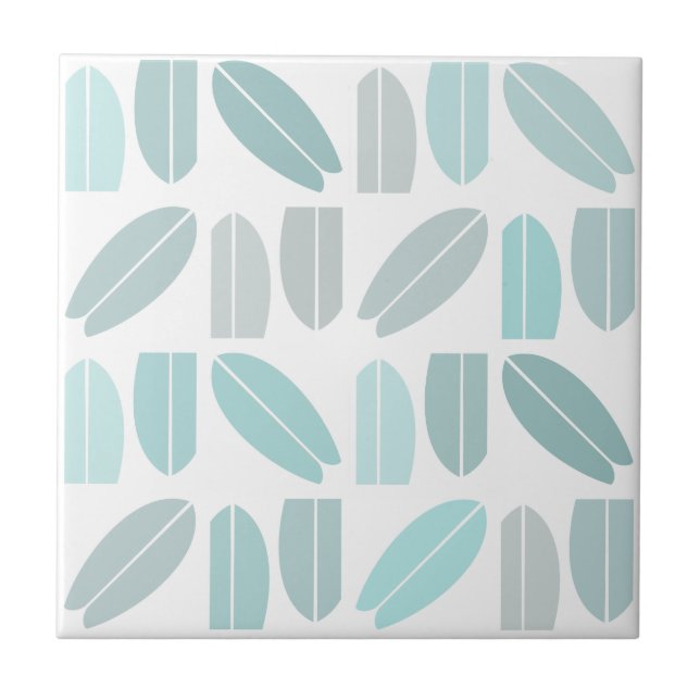 Surfboard Pattern Mint Teal    Tile (Front)