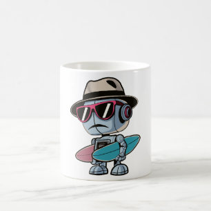 Surfboard robot coffee mug
