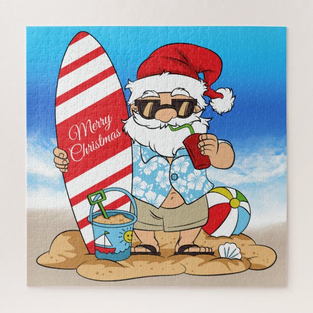 Surfboard Santa Puzzle (Vertical)