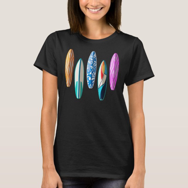 Surfboard Summer Surfer Gift Surfing T-Shirt (Front)